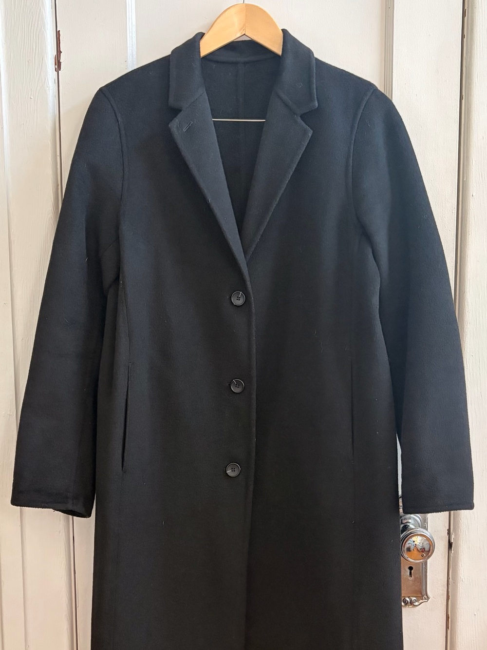 Uniqlo Black Wool-Blend Single-Breasted Overcoat - Women’s Small - Picture 2 of 10
